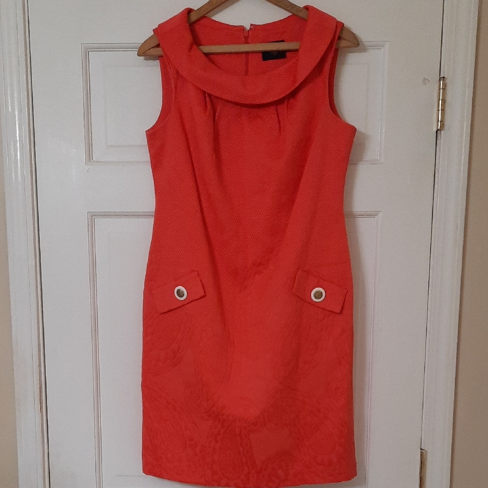 Just... Taylor Bold Quilted Orange Sleevless  Dress SZ 8.